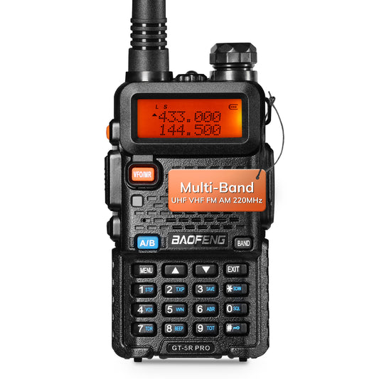 Baofeng GT-5R Pro Ham Radio | 5W | Dual Band  | UHF/VHF/FM/Airband/NOAA Receiver | 128 CH | 1800mAh Battery | Supports CHIRP - Radioddity