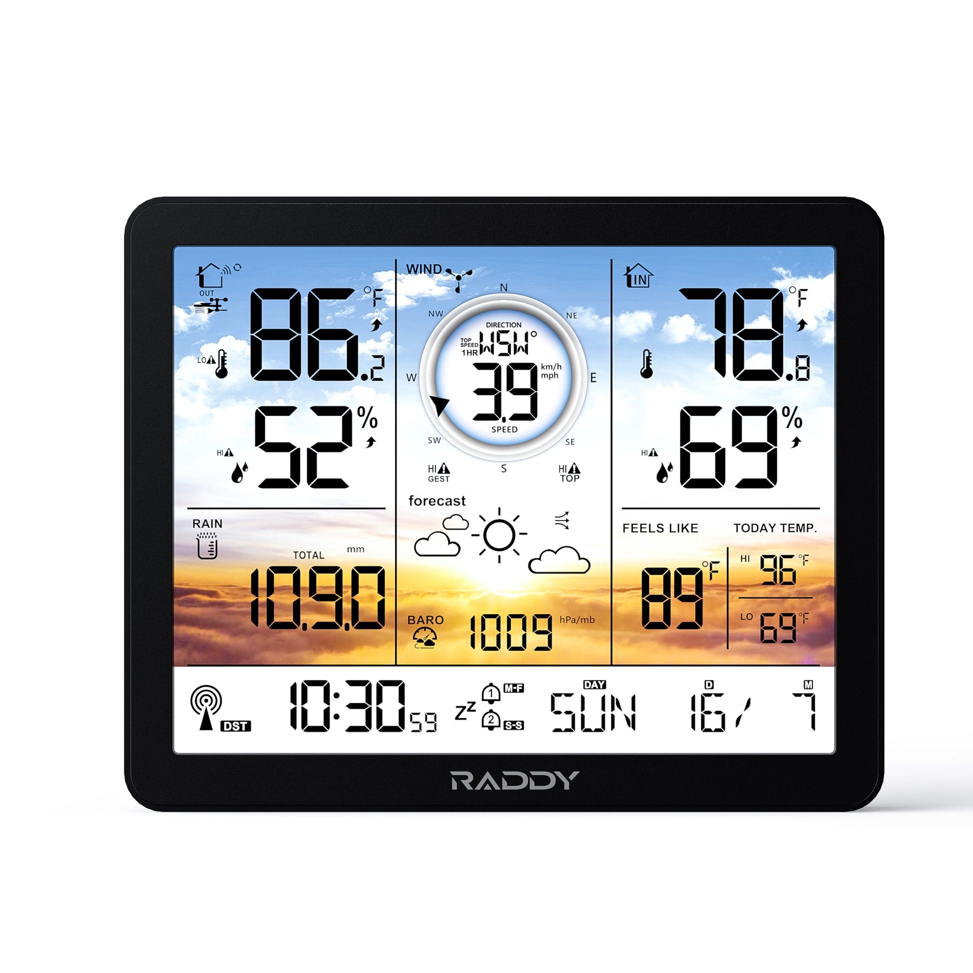 Raddy VP7/AG7 Weather Station | Wireless Thermometer | Color Screen | Atomic Weather Clock | Temperature Humidity Monitor - Radioddity