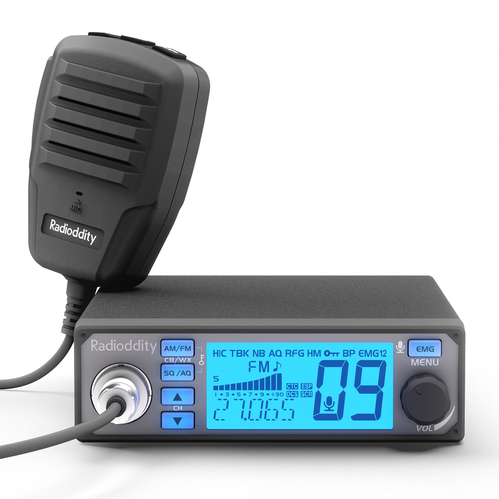 Radioddity CB-500 CB Radio | 4W | AM FM | Noise Reduction | 7 Color Backlit | NOAA