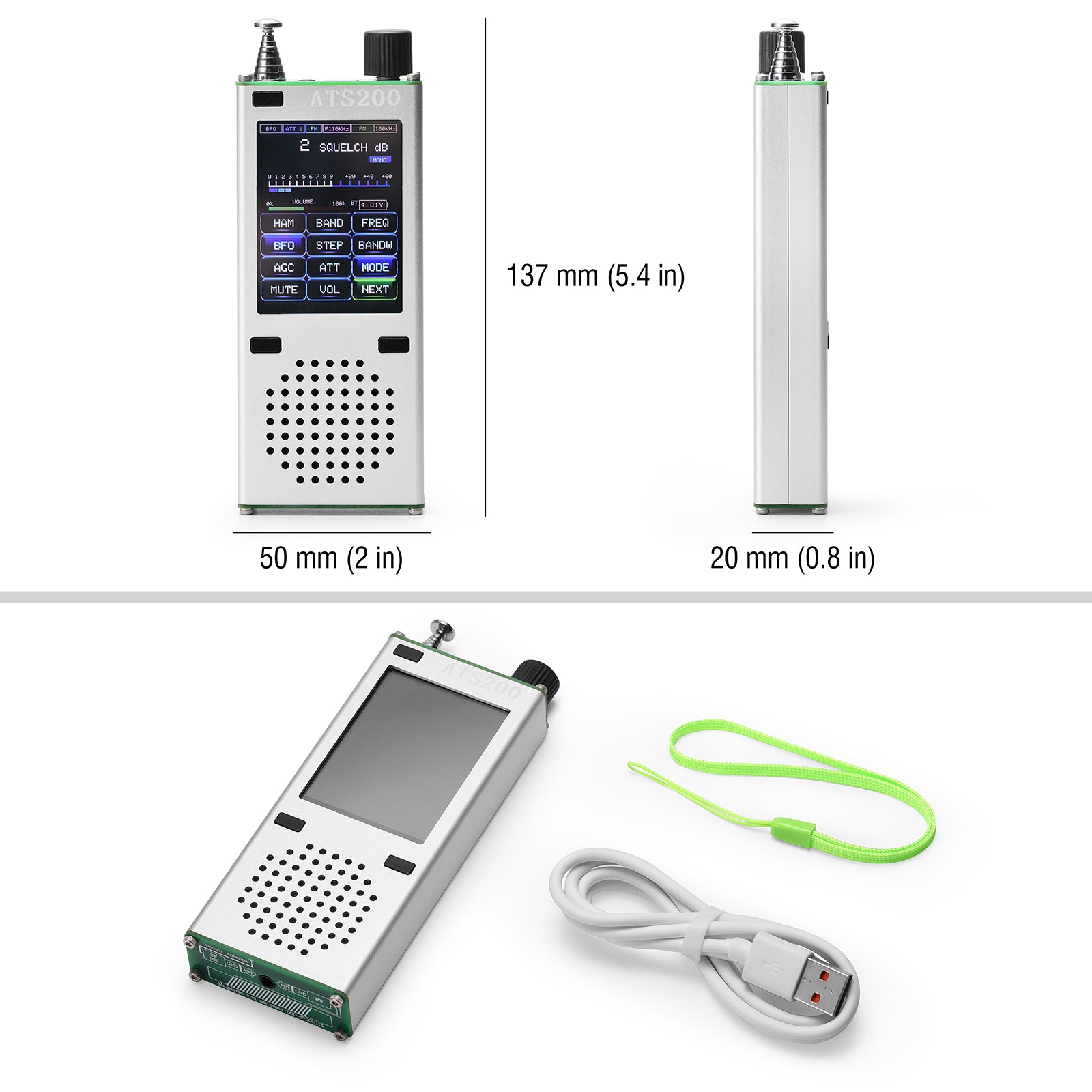 Raddy Malahit ATS200 Shortwave Radio | FM/AM/SSB/LW/MW/SW/AIR | Touch Screen | RDS Mode | Bluetooth 5.3 | Flashlight - Radioddity