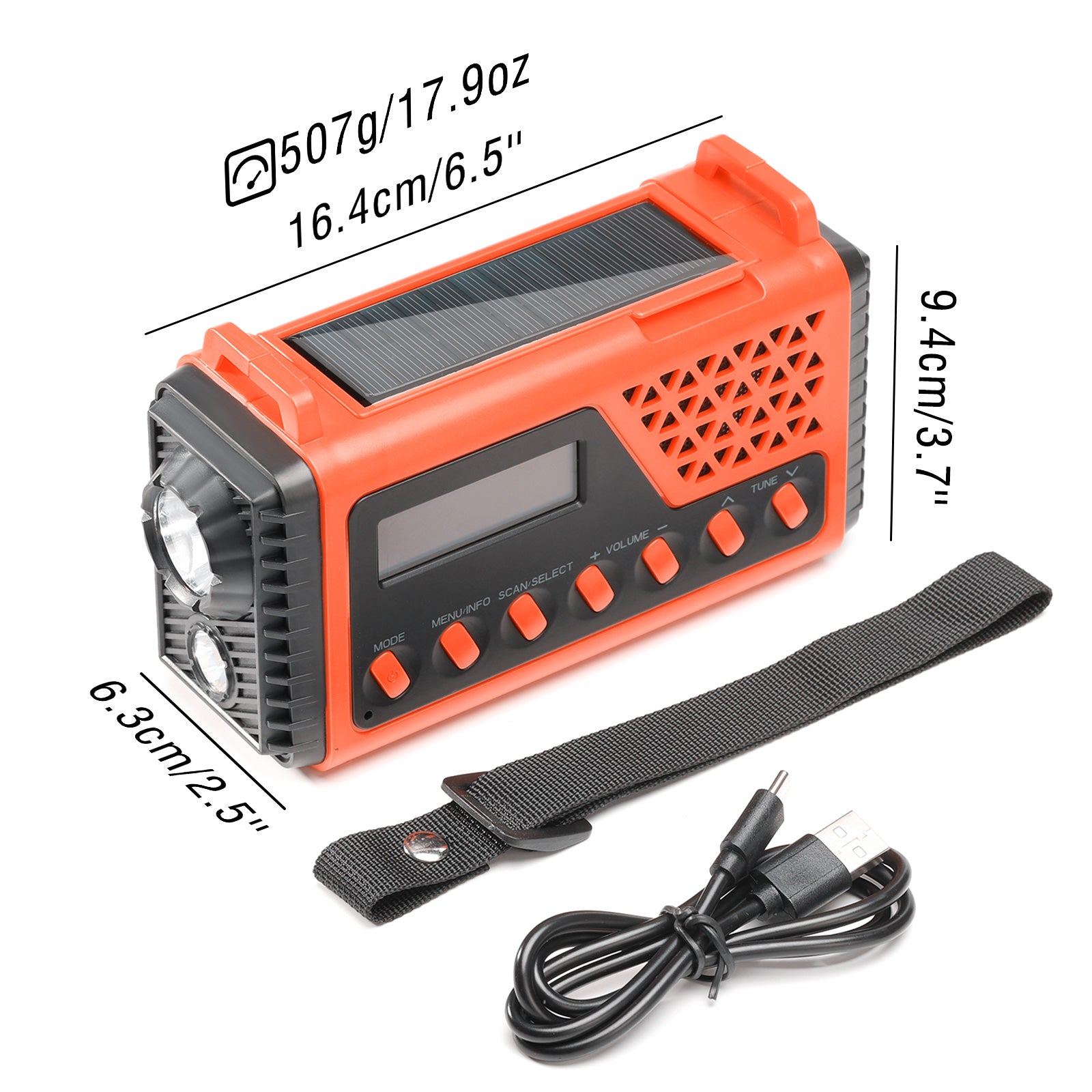 Raddy SD10 Emergency Radio | Size