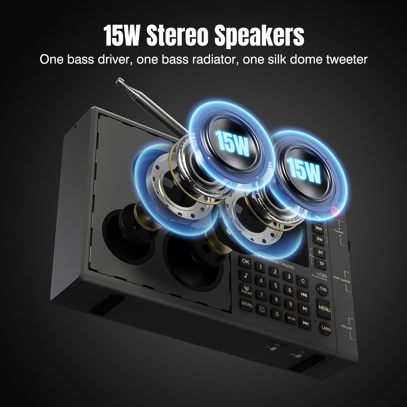 Choyong LC90 Internet Radio | 15W Stereo Speakers