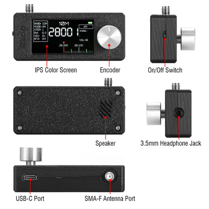 Raddy Mini Radio All-Band DSP Radio | Si4732 Chip | FM/SW/MW/VHF/CB Receiver | LSB/USB Modes | Headphone Amplifier | 1.9" Color Screen | Pocket Size | Firmware Upgrade - Radioddity