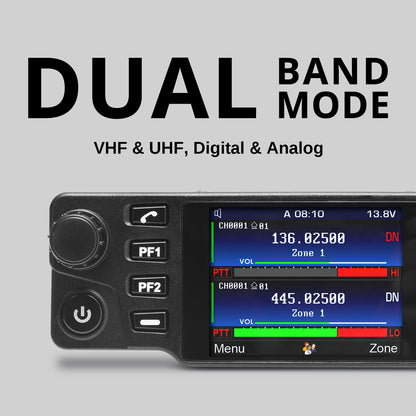 Radioddity DB40-D DMR Mobile Radio | 40W | Analog & Digital | VHF & UHF | GPS & APRS | Cross-band Repeat | Bluetooth 5.0 | 500K Contacts | 10 DIY Keys - Radioddity