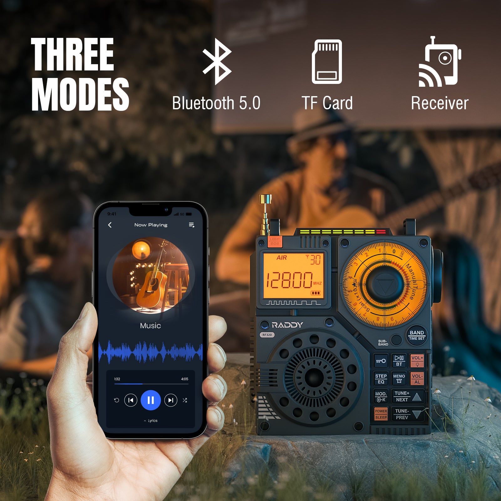 Raddy RF320 Shortwave Radio | FM/AM/SW/VHF/WB/AIR | Remote Control | Bluetooth 5.0 - Radioddity