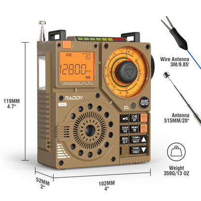 Raddy RF320 Shortwave Radio | FM/AM/SW/VHF/WB/AIR | Remote Control | Bluetooth 5.0 - Radioddity