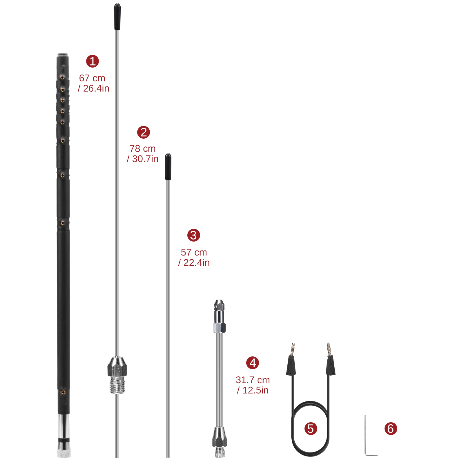 Radioddity HF-008 Portable Telescopic Antenna | Size