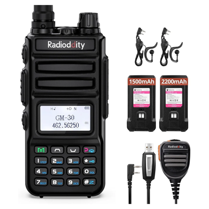 Radioddity GM-30 GMRS Radio | 5W | VHF & UHF Scanner | NOAA | USB-C | SYNC