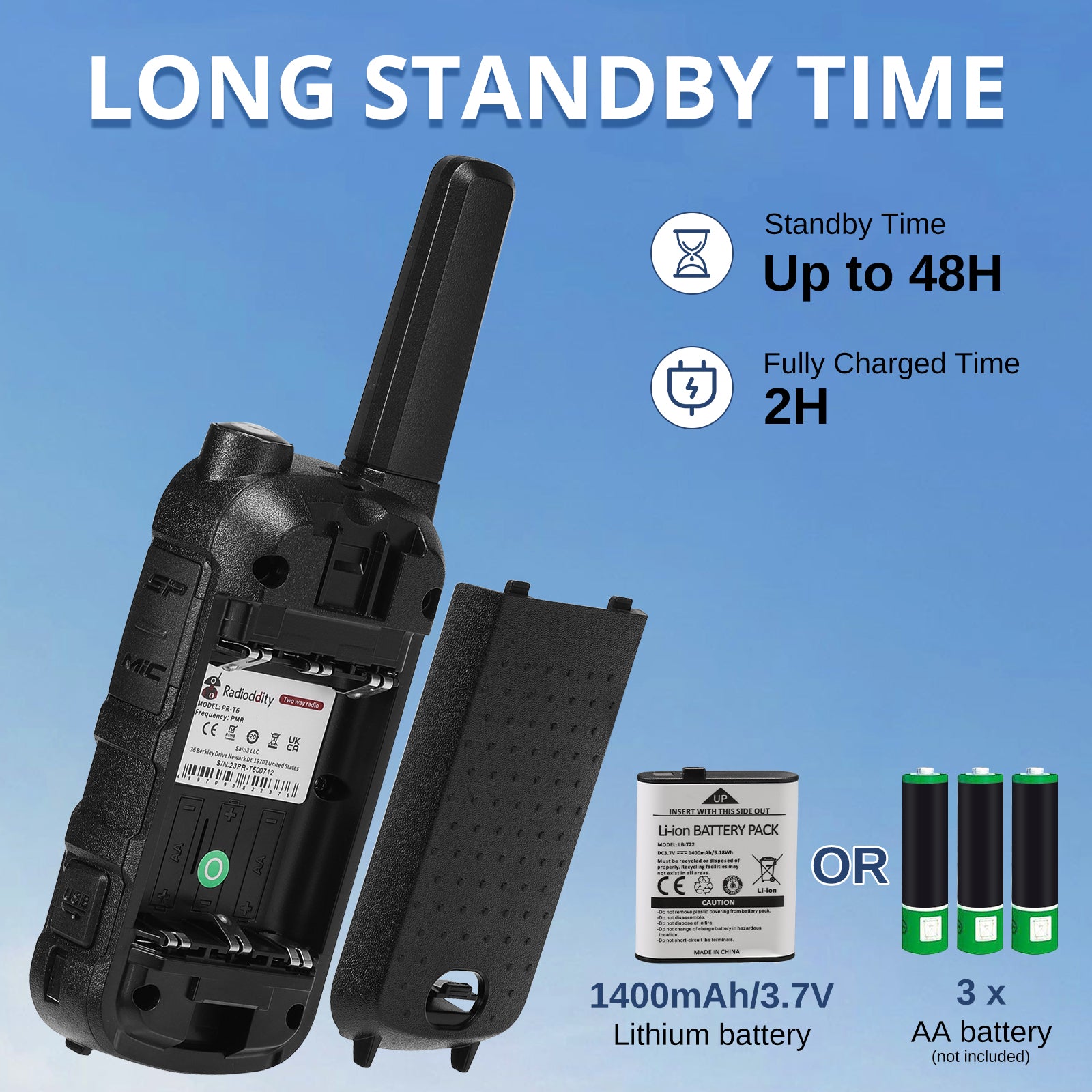 Radioddity PR-T6 PMR Radio | LONG STANDBY TIME