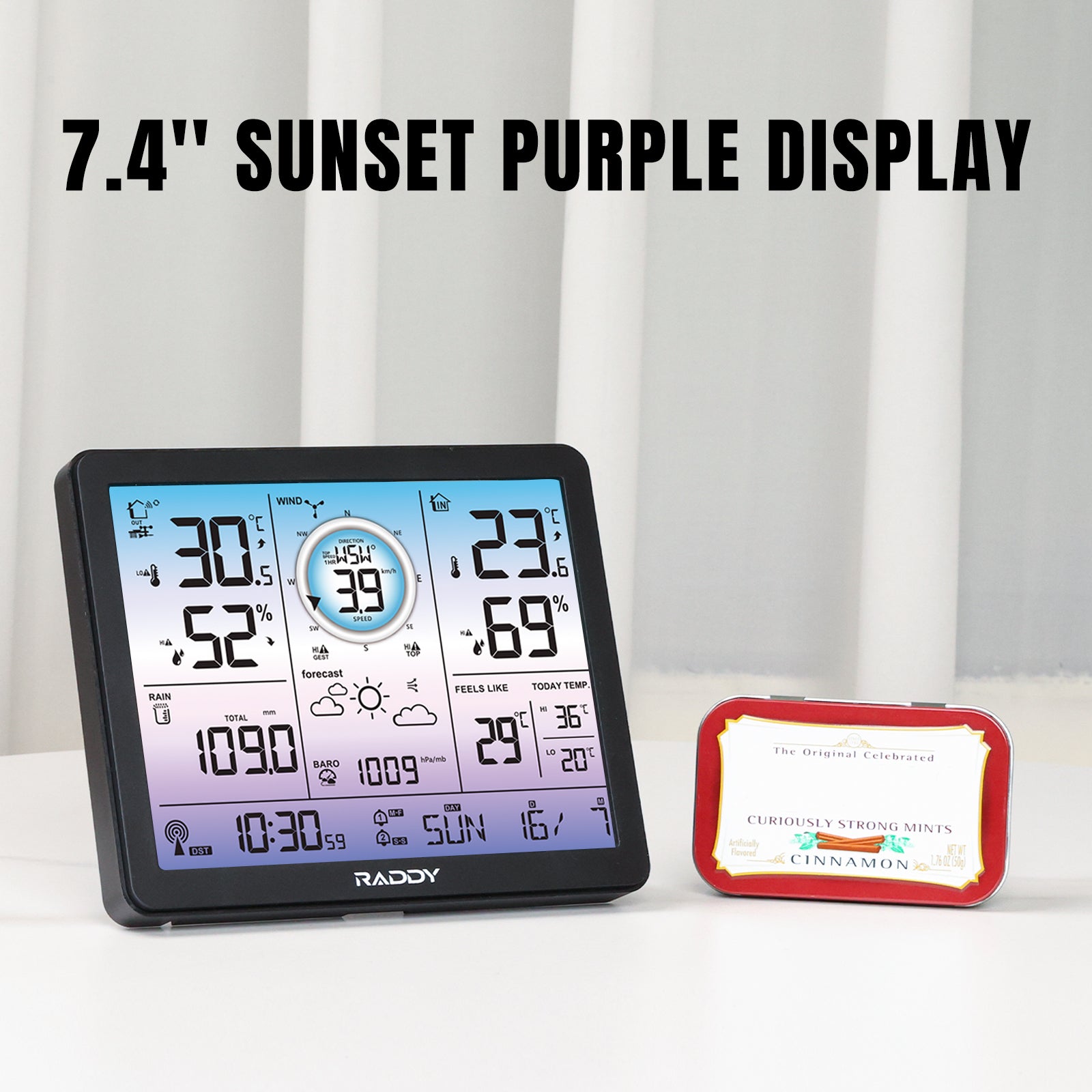 Raddy VP7 Weather Station | 7.4” SUNSET PURPLE DISPLAY