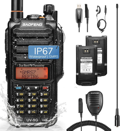 Baofeng UV-9G GMRS Radio | 5W | IP67 Waterproof | Repeater Capable | V/UHF Scanner | NOAA - Radioddity