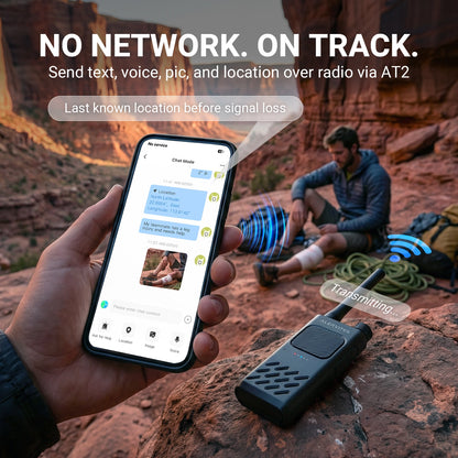 Alervites AT2 Smart UHF Radio | Off-Grid Text & Pic | App Control & Programming | 16mm Ultra-Thin | Dual-PTT | 2200mAh | USB-C Charging - Radioddity
