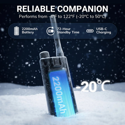 Alervites AT2 Smart UHF Radio | Off-Grid Text & Pic | App Control & Programming | 16mm Ultra-Thin | Dual-PTT | 2200mAh | USB-C Charging - Radioddity