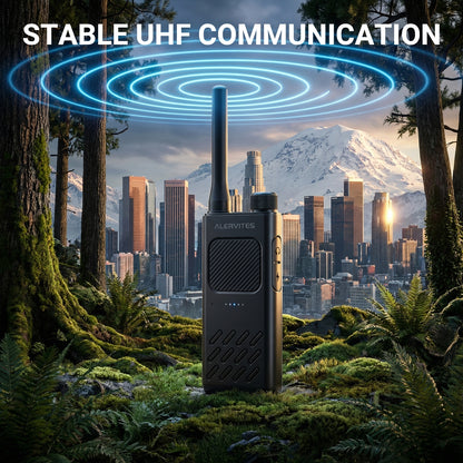 Alervites AT2 Smart UHF Radio | Off-Grid Text & Pic | App Control & Programming | 16mm Ultra-Thin | Dual-PTT | 2200mAh | USB-C Charging - Radioddity