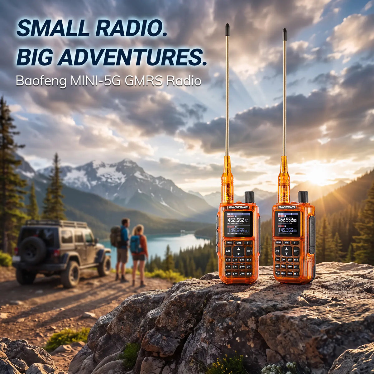 Baofeng MINI-5G GMRS Radio 2-Pack | 5W Repeater Capable | App Programming | 1.44" Color Screen | 7-Band RX & Airband | 999 Channels | USB-C Charging - Radioddity