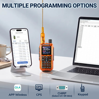 Baofeng MINI-5 Ham Radio 2-Pack | 5W Dual-Band | App Programming | 1.44" Color Screen | Airband & NOAA | 999 Channels | USB-C | One-Key Frequency Copy