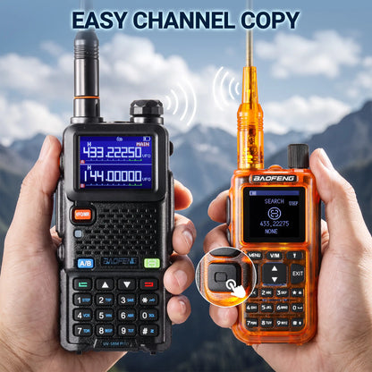 Baofeng MINI-5 Ham Radio 2-Pack | 5W Dual-Band | App Programming | 1.44" Color Screen | Airband & NOAA | 999 Channels | USB-C | One-Key Frequency Copy