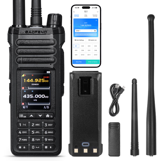 BAOFENG SW-9 10W Tri-Band Walkie Talkie | SSB HF Receiver | Airband & NOAA | Dual BT for App & Audio | Dual SMA Antenna Ports | 1000 Channels