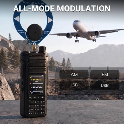BAOFENG SW-9 10W Tri-Band Walkie Talkie | SSB HF Receiver | Airband & NOAA | Dual BT for App & Audio | Dual SMA Antenna Ports | 1000 Channels