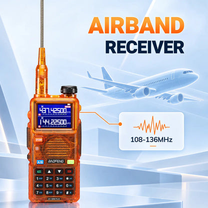 BAOFENG UV-5RM Plus 10W Ham Radio in Orange | Airband & NOAA RX | 1.77" Color Display | 2500mAh USB-C | One-Key Frequency Copy | CHIRP Compatible - Radioddity