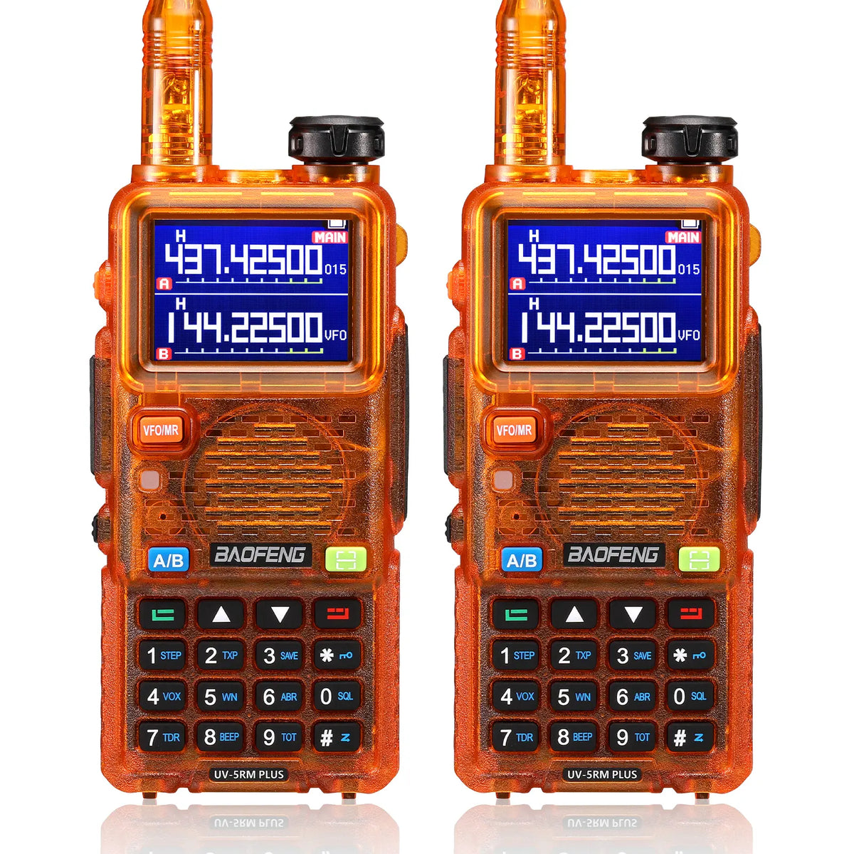 BAOFENG UV-5RM Plus 10W Ham Radio in Orange | Airband & NOAA RX | 1.77" Color Display | 2500mAh USB-C | One-Key Frequency Copy | CHIRP Compatible - Radioddity