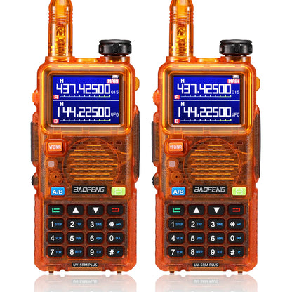 BAOFENG UV-5RM Plus 10W Ham Radio in Orange | Airband & NOAA RX | 1.77" Color Display | 2500mAh USB-C | One-Key Frequency Copy | CHIRP Compatible - Radioddity