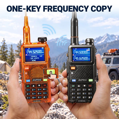 BAOFENG UV-5RM Plus 10W Ham Radio in Orange | Airband & NOAA RX | 1.77" Color Display | 2500mAh USB-C | One-Key Frequency Copy | CHIRP Compatible - Radioddity