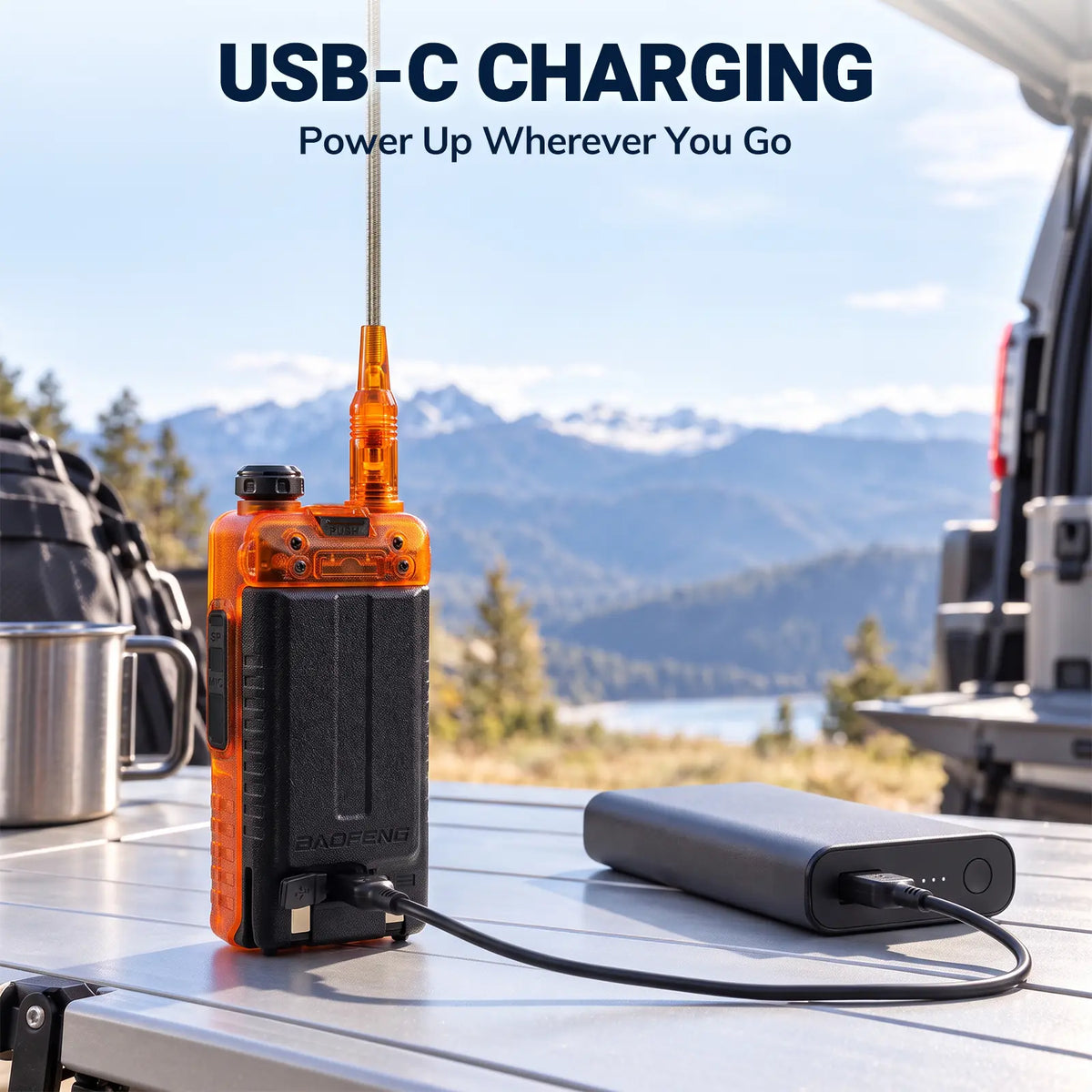 BAOFENG UV-5RM Plus 10W Ham Radio in Orange | Airband & NOAA RX | 1.77" Color Display | 2500mAh USB-C | One-Key Frequency Copy | CHIRP Compatible - Radioddity