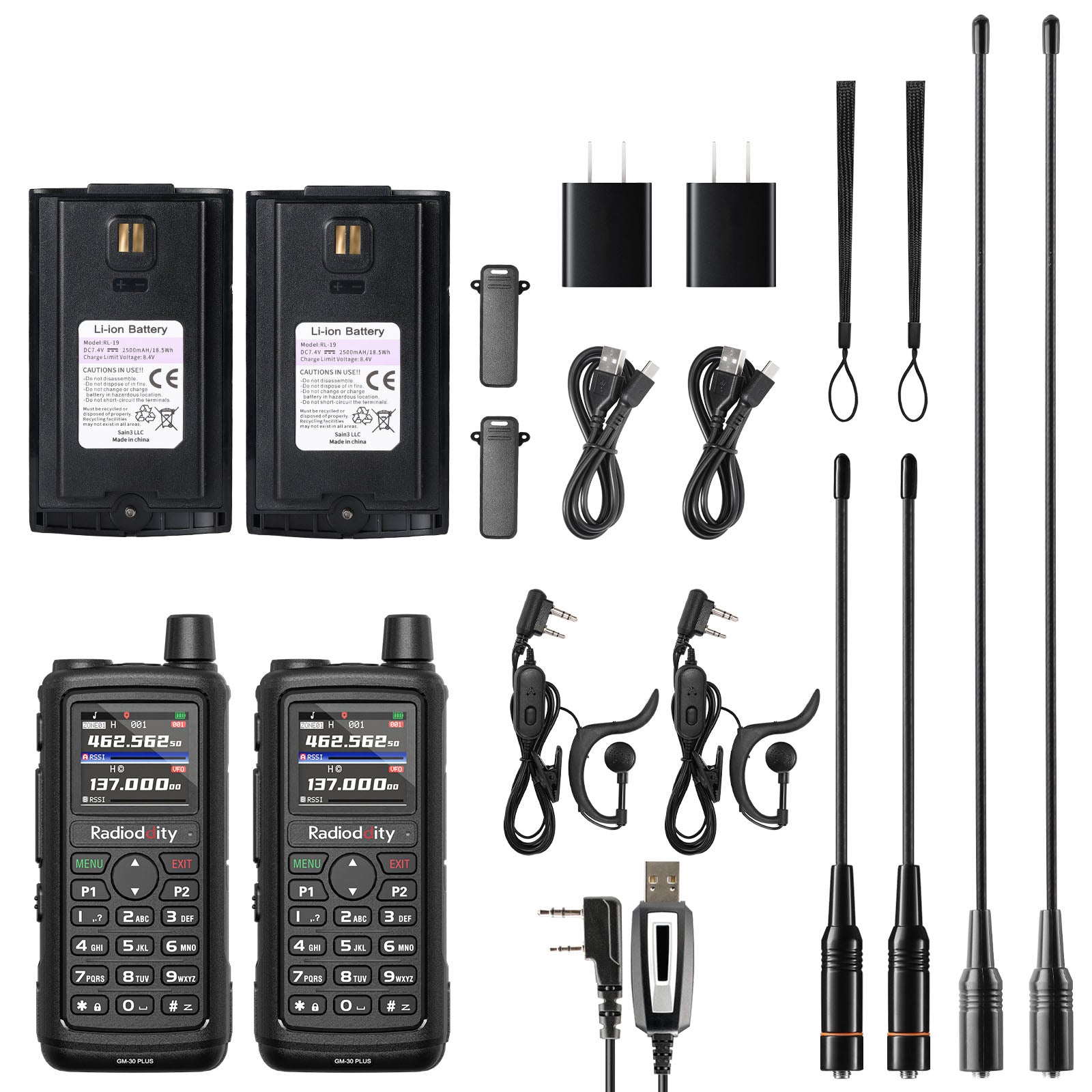 GM-30 Plus GMRS Radio- package content for 2 pack 