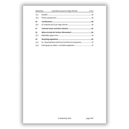 [eBook] Radioddity Extended Manual for Xiegu GPA100 - Radioddity
