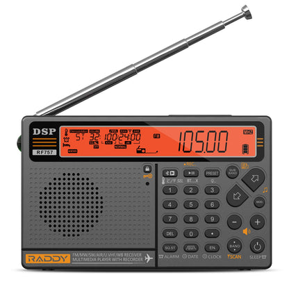 Raddy RF757 Shortwave Radio | APP Control | AM/FM/SW/VHF/UHF/CB/AIR/NOAA | 1000 Presets | Bluetooth 5.0 | 2500mAh Battery - Radioddity