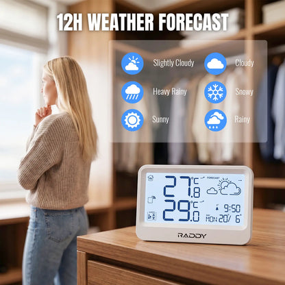 Raddy WF-60 Digital Home Weather Station |   Indoor Outdoor Thermometer | Weather Forecast | Professional Temp | Frost Alarm | Alarm Clock | Battery Operated - Radioddity