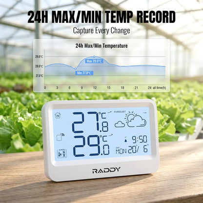 Raddy WF-60 Digital Home Weather Station |   Indoor Outdoor Thermometer | Weather Forecast | Professional Temp | Frost Alarm | Alarm Clock | Battery Operated - Radioddity
