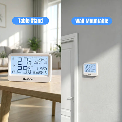 Raddy WF-60 Digital Home Weather Station |   Indoor Outdoor Thermometer | Weather Forecast | Professional Temp | Frost Alarm | Alarm Clock | Battery Operated - Radioddity