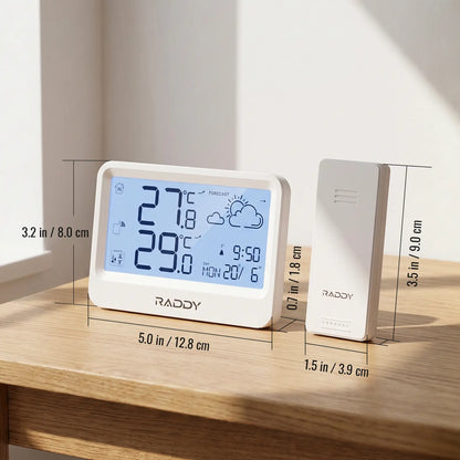Raddy WF-60 Digital Home Weather Station |   Indoor Outdoor Thermometer | Weather Forecast | Professional Temp | Frost Alarm | Alarm Clock | Battery Operated - Radioddity