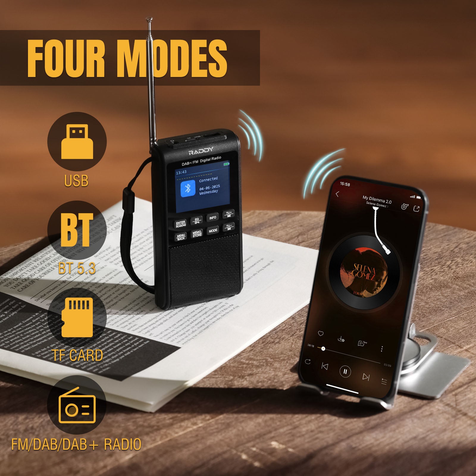 Goodmans Wireless Charging Alarm Clock Azuri QI Mini Wireless