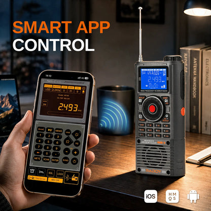 Raddy RF780 Shortwave SSB All Band Radio | Keypad & Shuttle Tuning | FM/AM/SW/AIR/CB/VHF/UHF/WB | App Control | Broadcast Recording | External MW Antenna