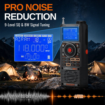 Raddy RF780 Shortwave SSB All Band Radio | Keypad & Shuttle Tuning | FM/AM/SW/AIR/CB/VHF/UHF/WB | App Control | Broadcast Recording | External MW Antenna