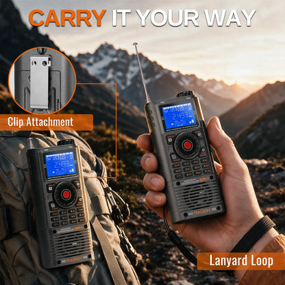 Raddy RF780 Shortwave SSB All Band Radio | Keypad & Shuttle Tuning | FM/AM/SW/AIR/CB/VHF/UHF/WB | App Control | Broadcast Recording | External MW Antenna