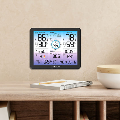 Raddy VP7 Wi-Fi Weather Station | 15-in-1  Display | 7.4'' Digital Color Display | WI-FI Indoor Outdoor  | Weather Forecast