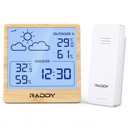Raddy WF-50 Weather Station | 5.0’’ VA/TN Display | Weather Forecast | Temperature & Humidity Monitor | USB-C/Battery Powered