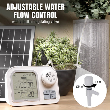 Raddy WS-74 Solar Irrigation System | Smart APP Control | IPX7 Waterproof | Soil Moisture Sensor | 2600mAh Battery | Automatic Watering Kit for 15 Plants