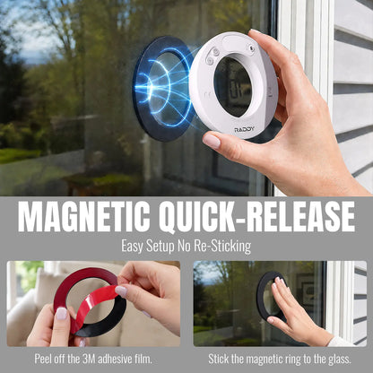 Raddy WT-2 Window Thermometer | Barometric Pressure | Weather Forecast | Magnetic | Temperature Monitor | Transparent LCD Display | Battery Powered - Radioddity