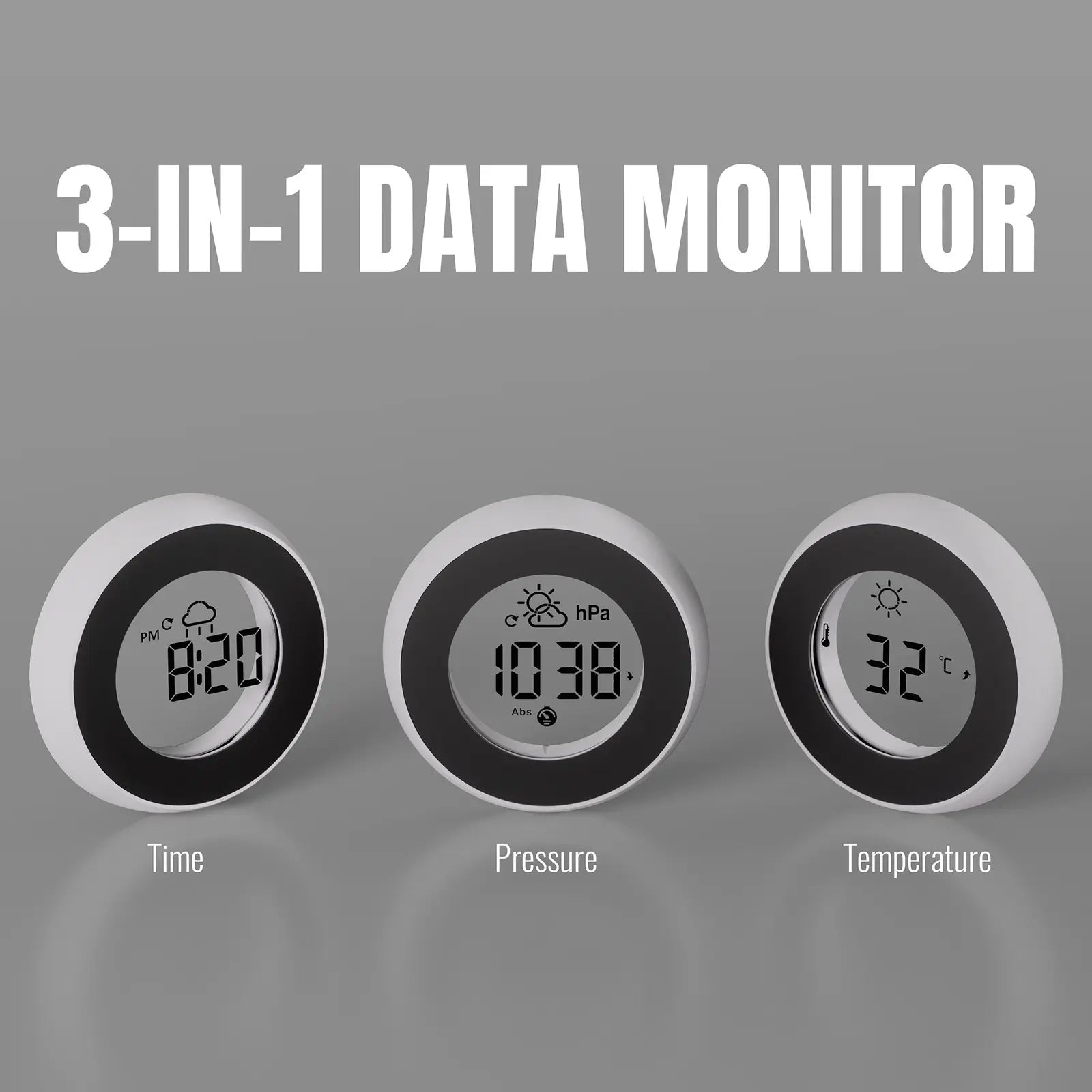 Raddy WT-2 Window Thermometer | Barometric Pressure | Weather Forecast | Magnetic | Temperature Monitor | Transparent LCD Display | Battery Powered - Radioddity
