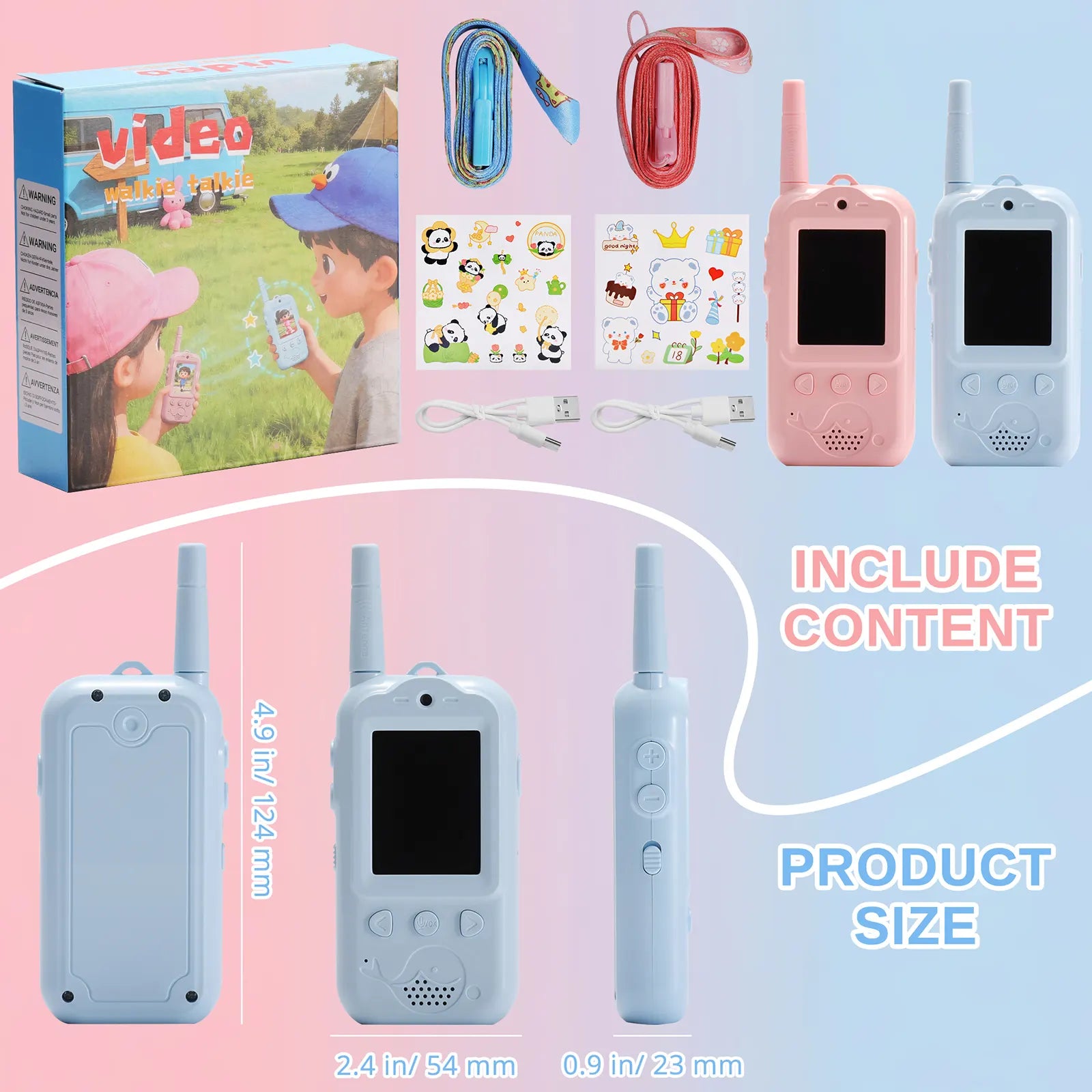 Radioddity KiddoTalk V1 Video Screen Walkie Talkies | 4 Fun Video Modes & Voice Effect | Toys for Boys&Girls - Radioddity