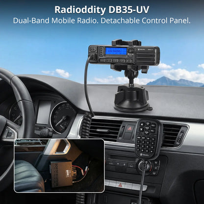 Radioddity DB35-UV Dual Band Radio | 35W High Power | Detachable Faceplate | NRC Noise Reduction | 7-Color LCD Display | Programming Cable Included