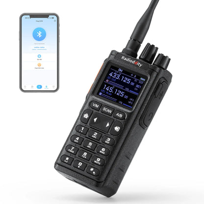 Radioddity GS-10B 10W Ham Radio | Multi-Band TX & RX | BT APP Programmable | Dual PTT | Color Display | USB-C - Radioddity