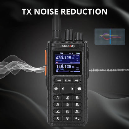 Radioddity GS-10B 10W Ham Radio | Multi-Band TX & RX | BT APP Programmable | Dual PTT | Color Display | USB-C - Radioddity