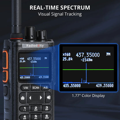 Radioddity GS-10B Pro 8W Amateurfunkgerät | Echtzeit-Spektrumanzeige | HF, SSB, CW, Flugfunk, CB-Funk | Programmierung über BT-App | 999 Kanäle | 2 Donut-Antennen