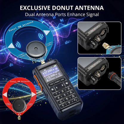 Radioddity GS-10B Pro 8W Amateurfunkgerät | Echtzeit-Spektrumanzeige | HF, SSB, CW, Flugfunk, CB-Funk | Programmierung über BT-App | 999 Kanäle | 2 Donut-Antennen